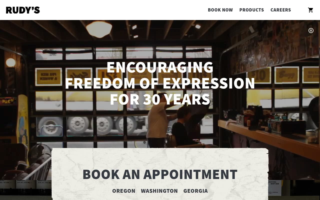 Rudy's Barbershop website screenshot