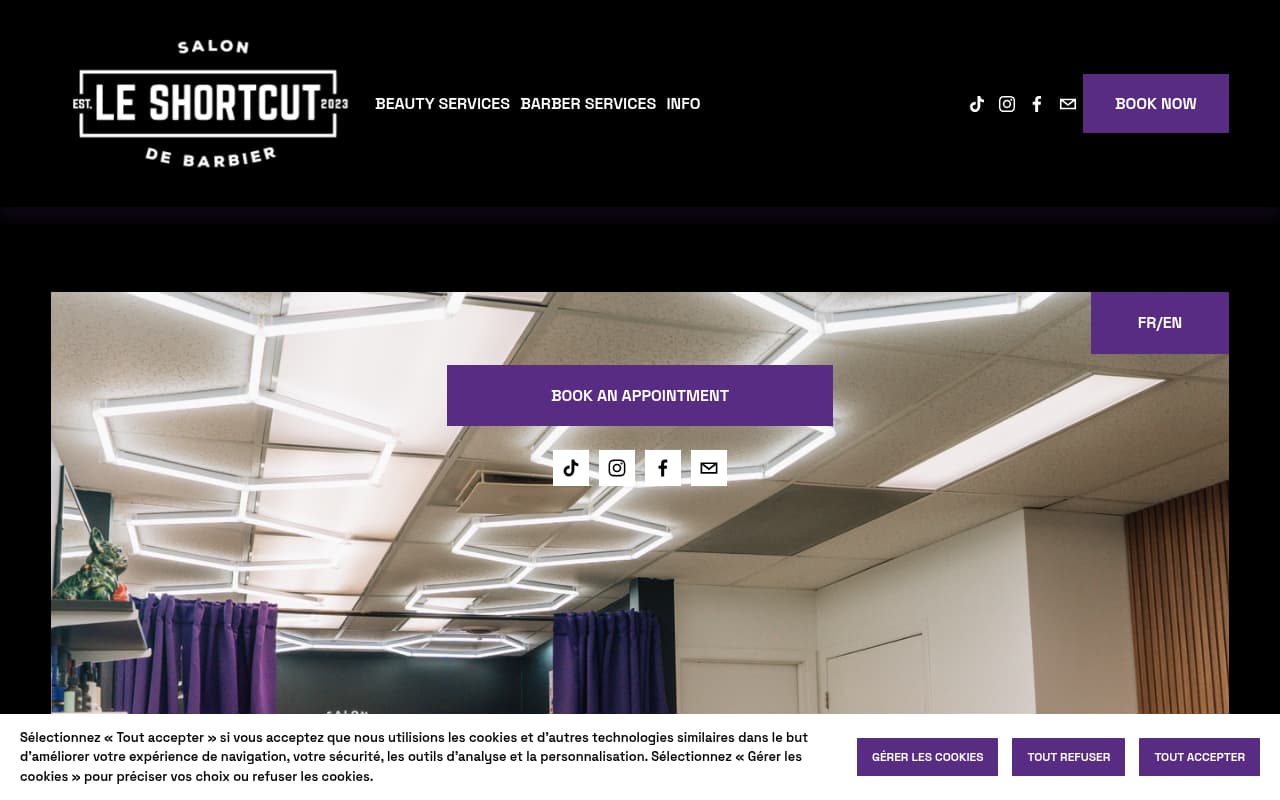 Shortcut Barbershop website screenshot
