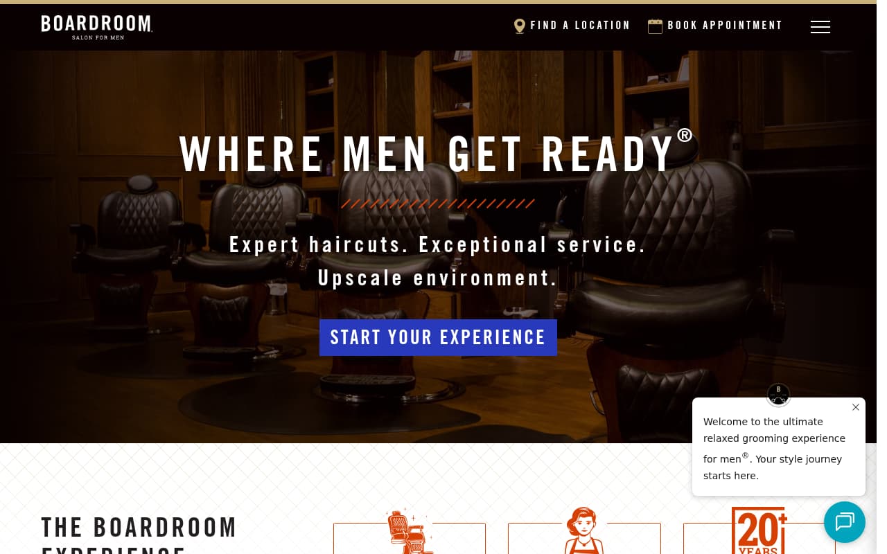 Boardroom Salon for Men website screenshot