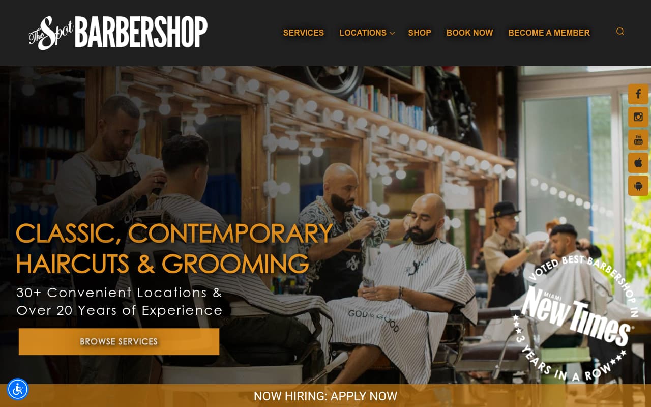 The Spot Barbershop website screenshot