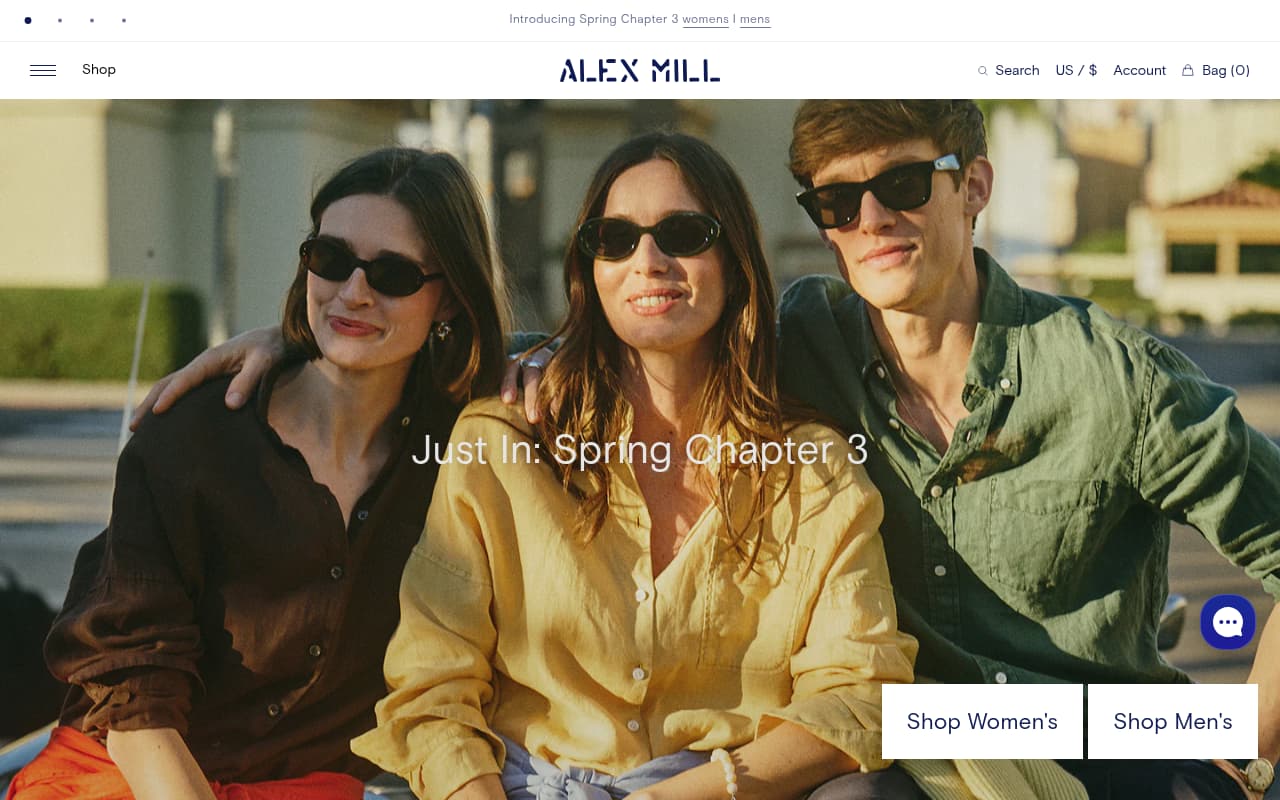 Alex Mill website screenshot