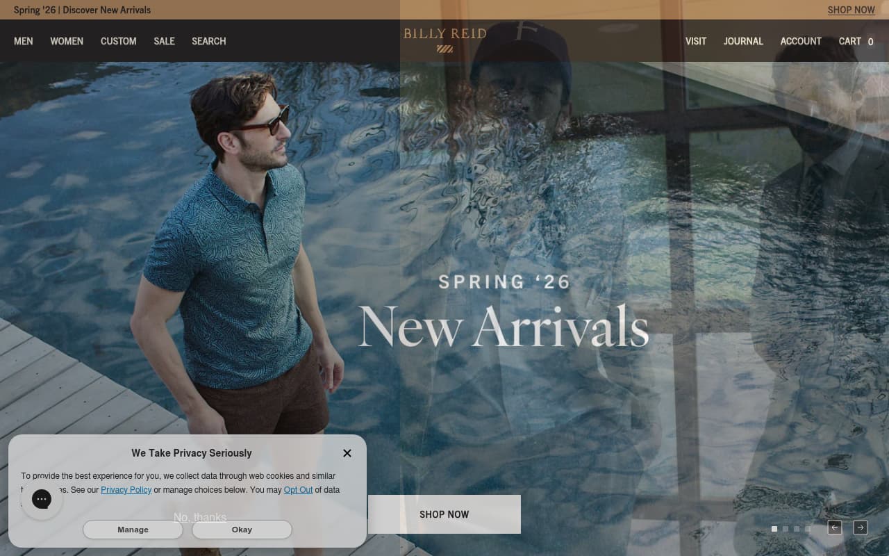 Billy Reid website screenshot