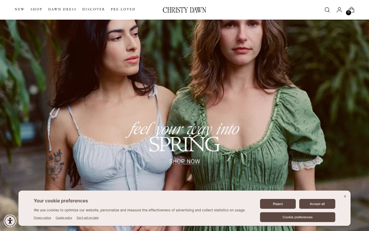 Christy Dawn website screenshot