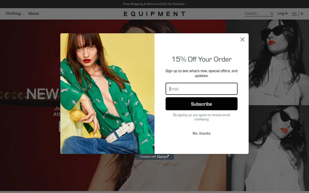 Equipment website screenshot