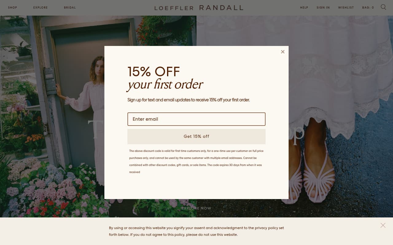 Loeffler Randall website screenshot