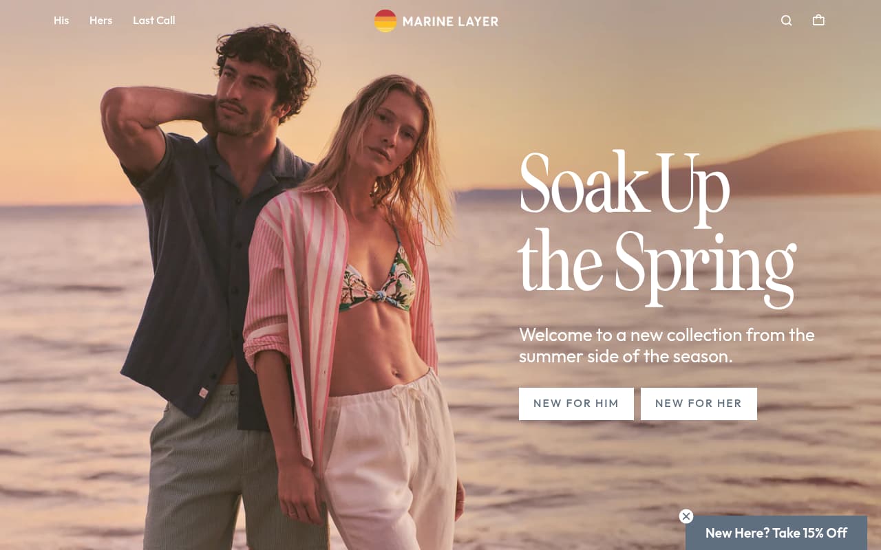 Marine Layer website screenshot