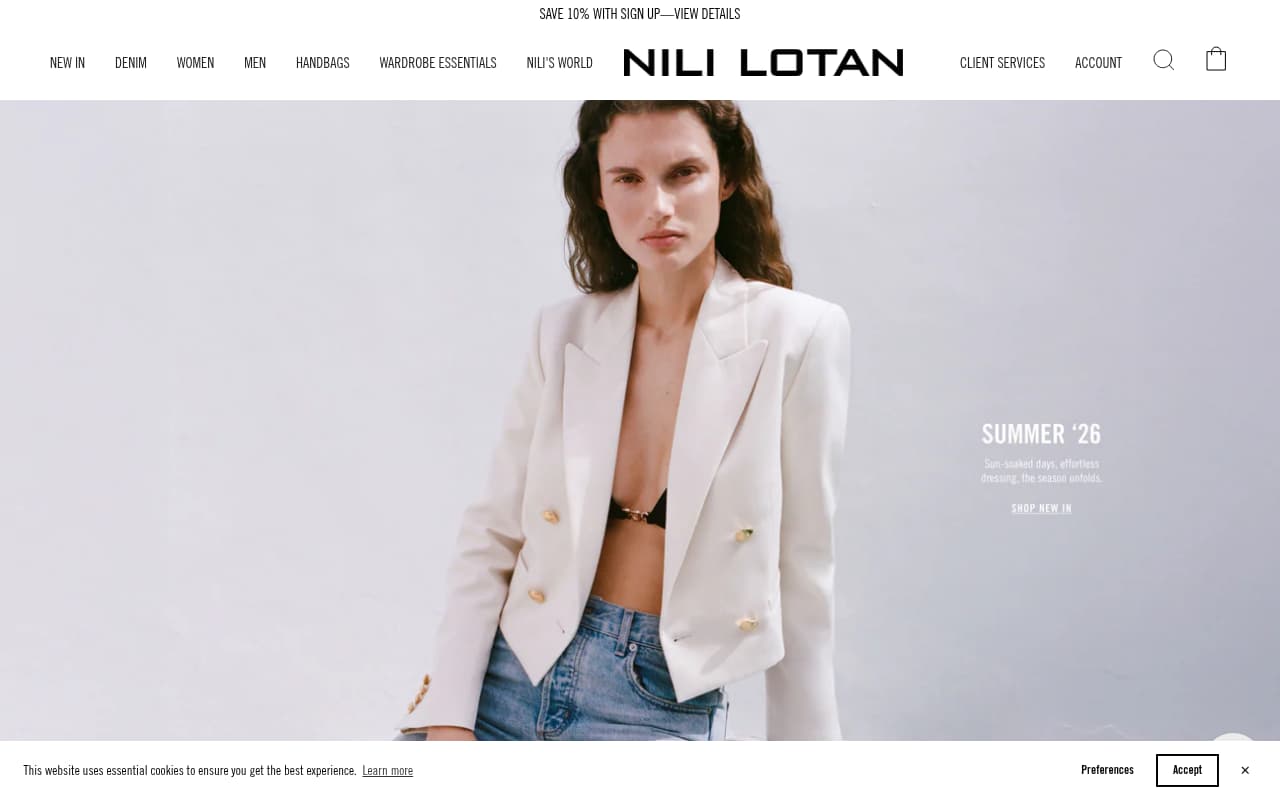 Nili Lotan website screenshot