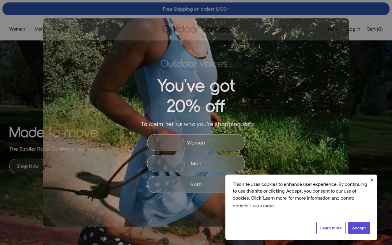 Outdoor Voices website screenshot