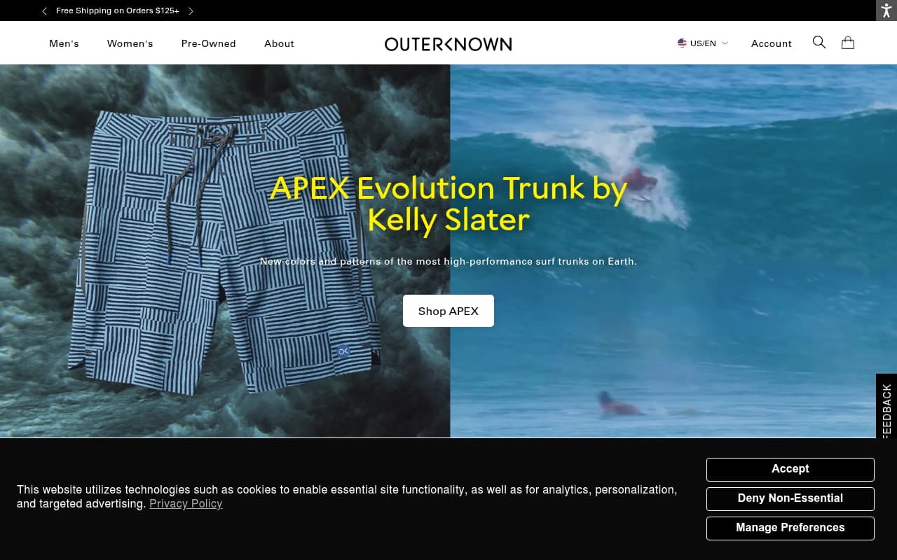 Outerknown website screenshot