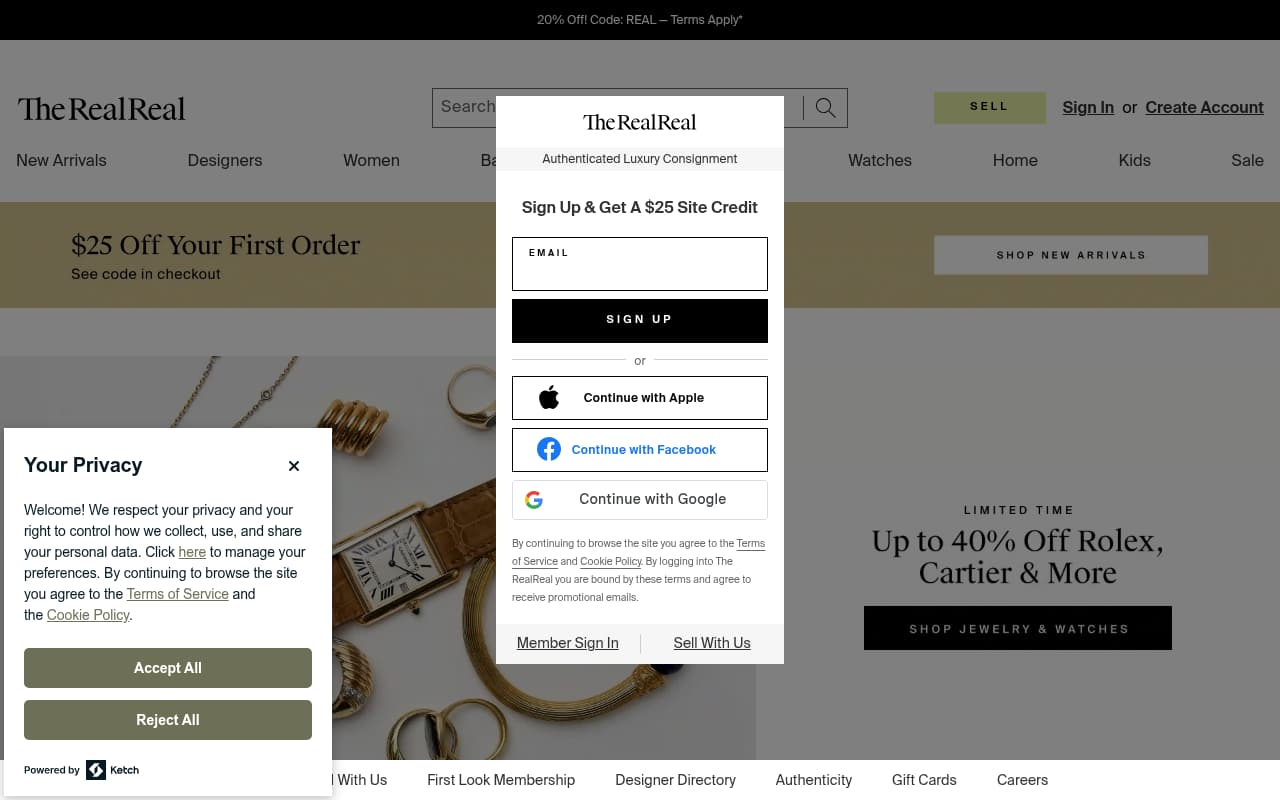 The RealReal website screenshot