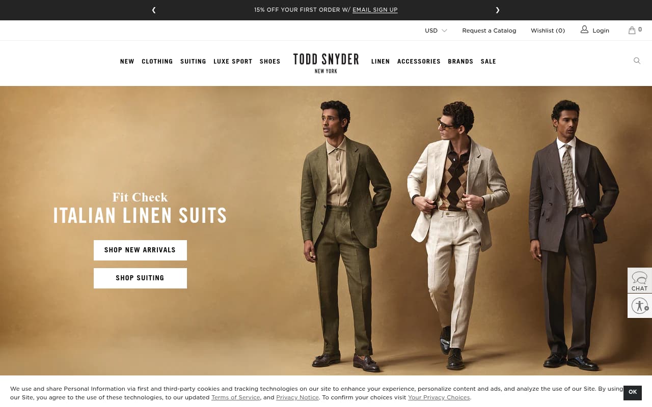 Todd Snyder website screenshot