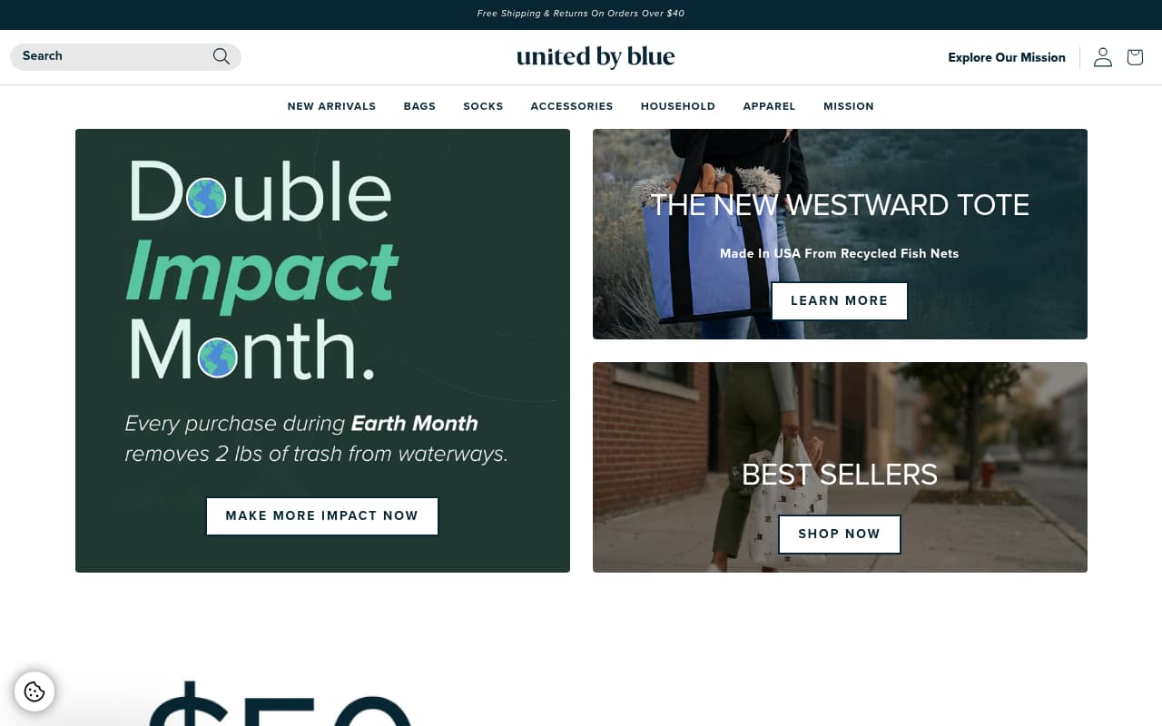 United By Blue website screenshot