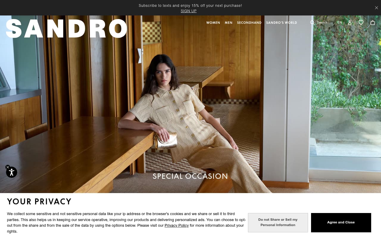 Sandro website screenshot
