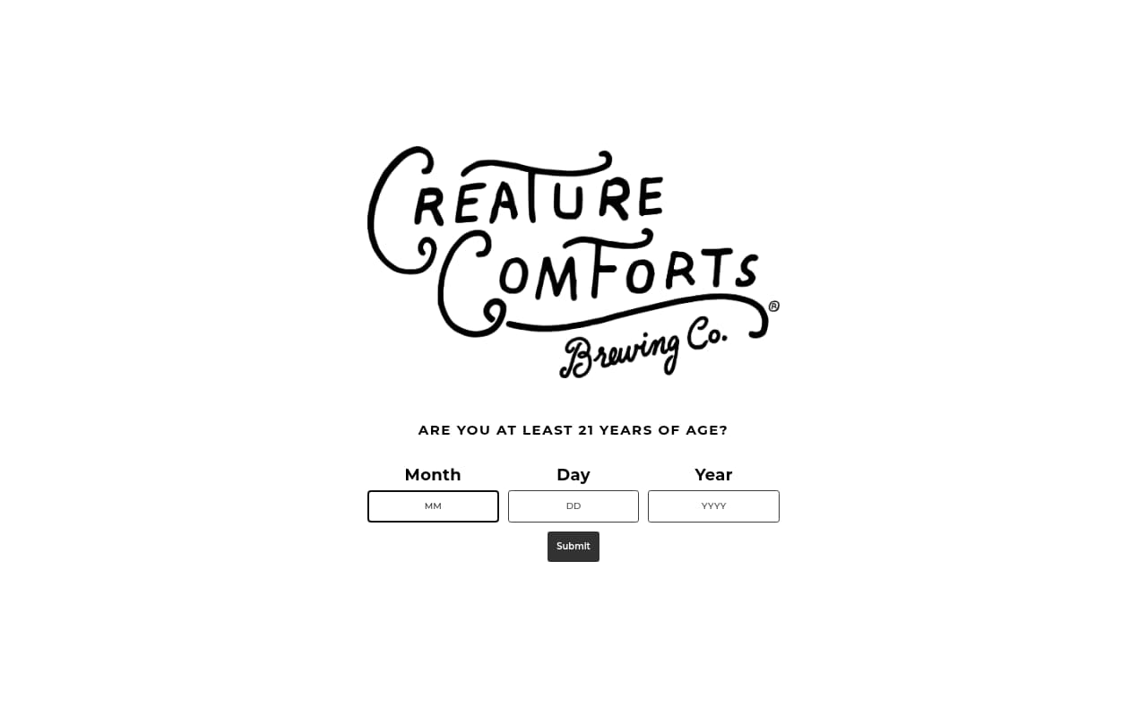 Creature Comforts Brewing website screenshot