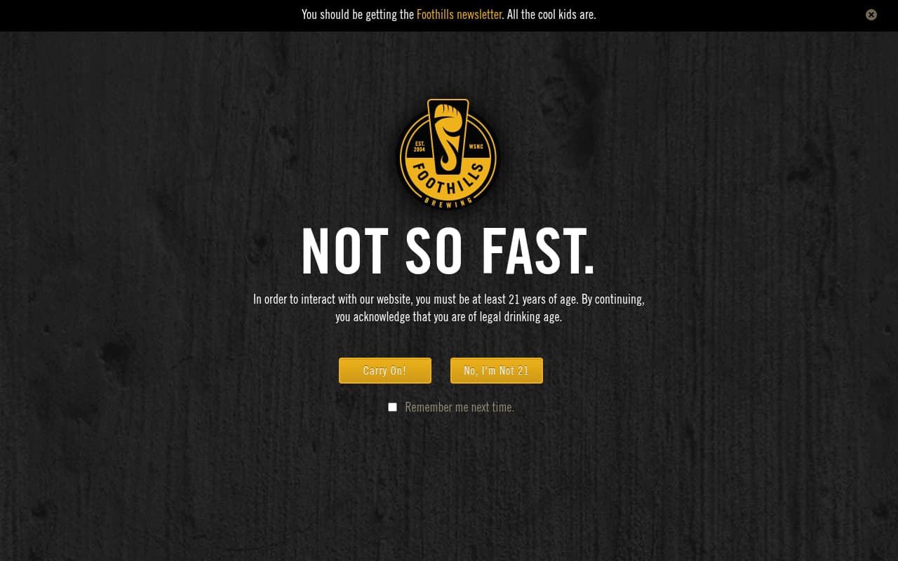Foothills Brewing website screenshot