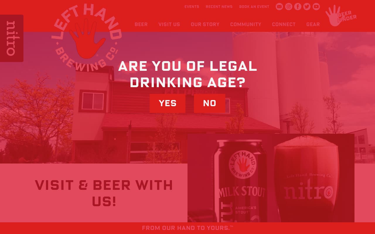 Left Hand Brewing website screenshot