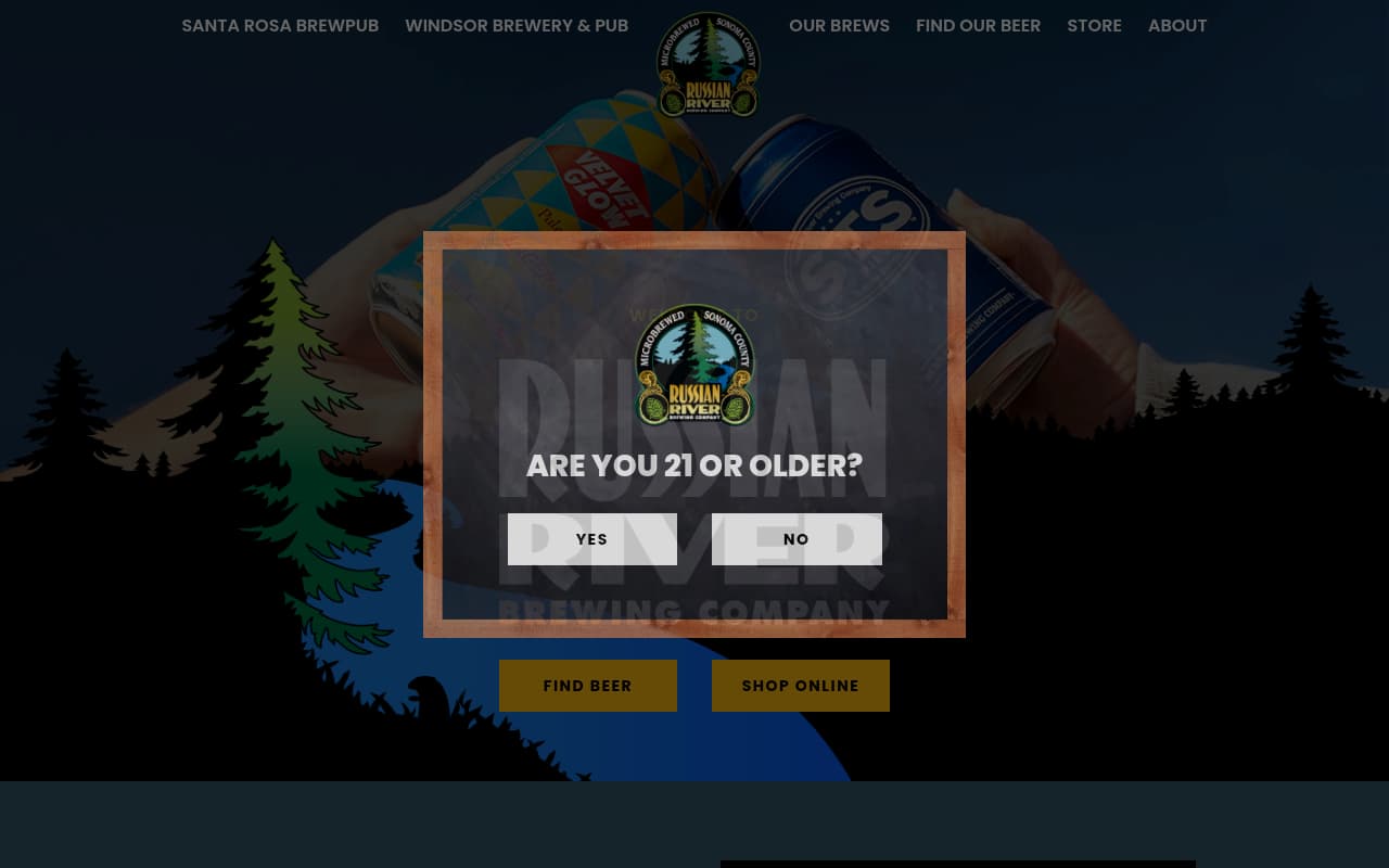 Russian River Brewing website screenshot