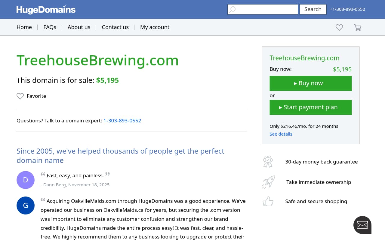 Tree House Brewing website screenshot