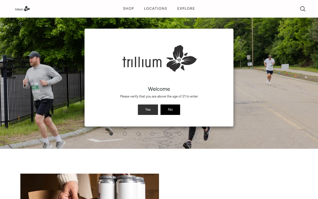 Trillium Brewing website screenshot