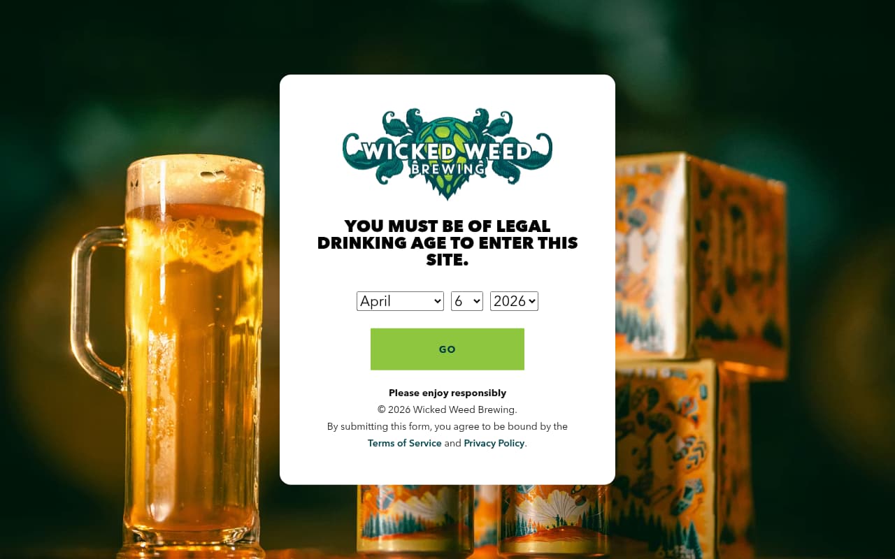 Wicked Weed Brewing website screenshot