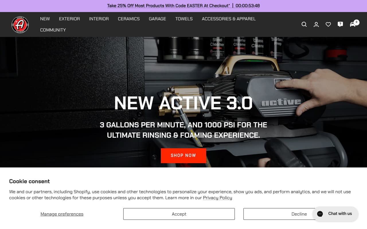 Adam's Polishes website screenshot