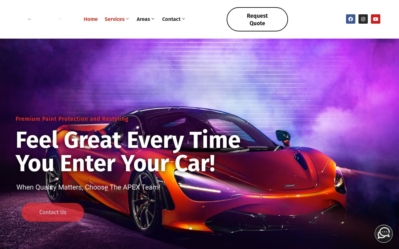 Apex Auto Detailing website screenshot