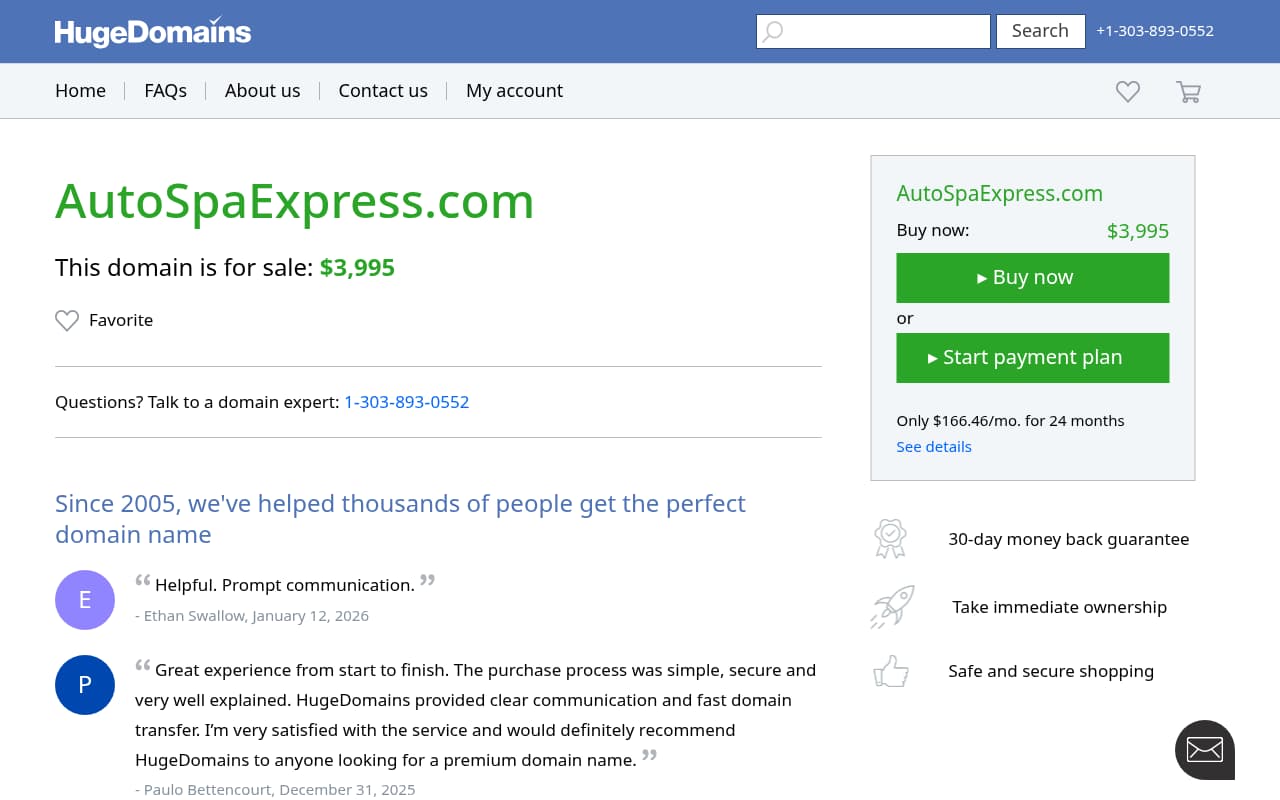 Auto Spa Express website screenshot