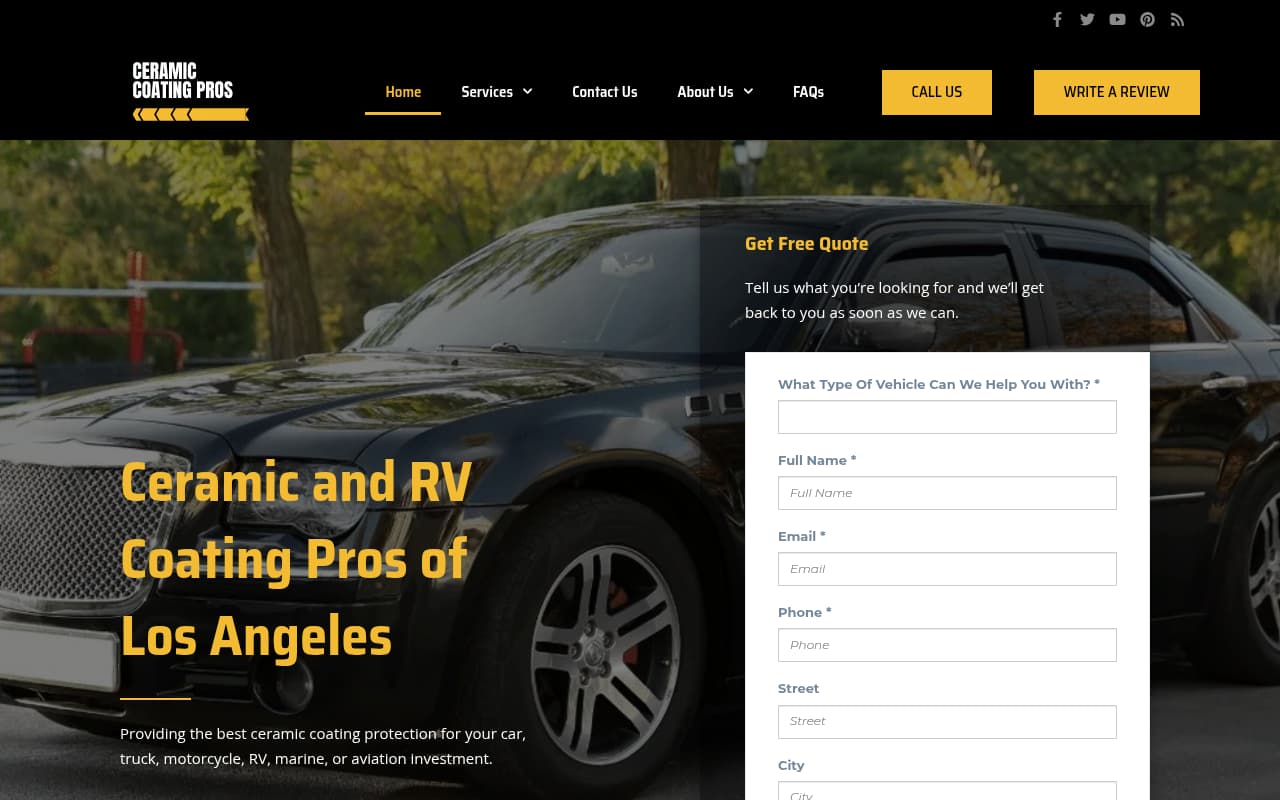 Ceramic Coat Pros website screenshot