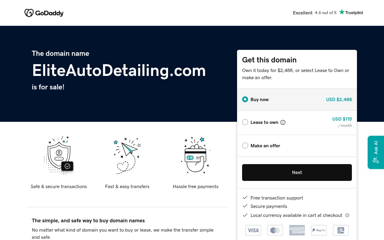Elite Auto Detailing website screenshot