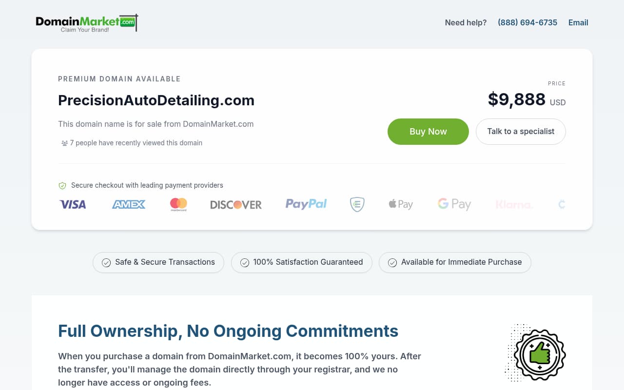 Precision Auto Detailing website screenshot