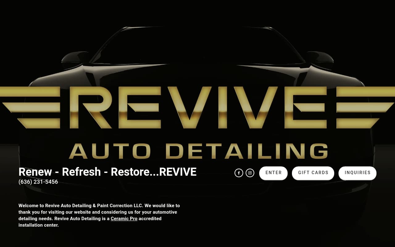 Revive Auto Detailing website screenshot