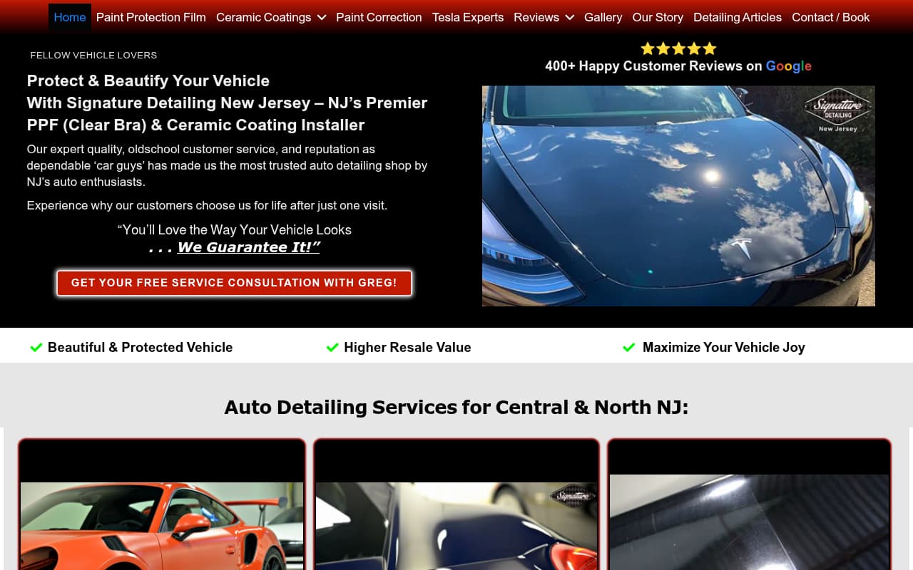 Signature Detailing website screenshot