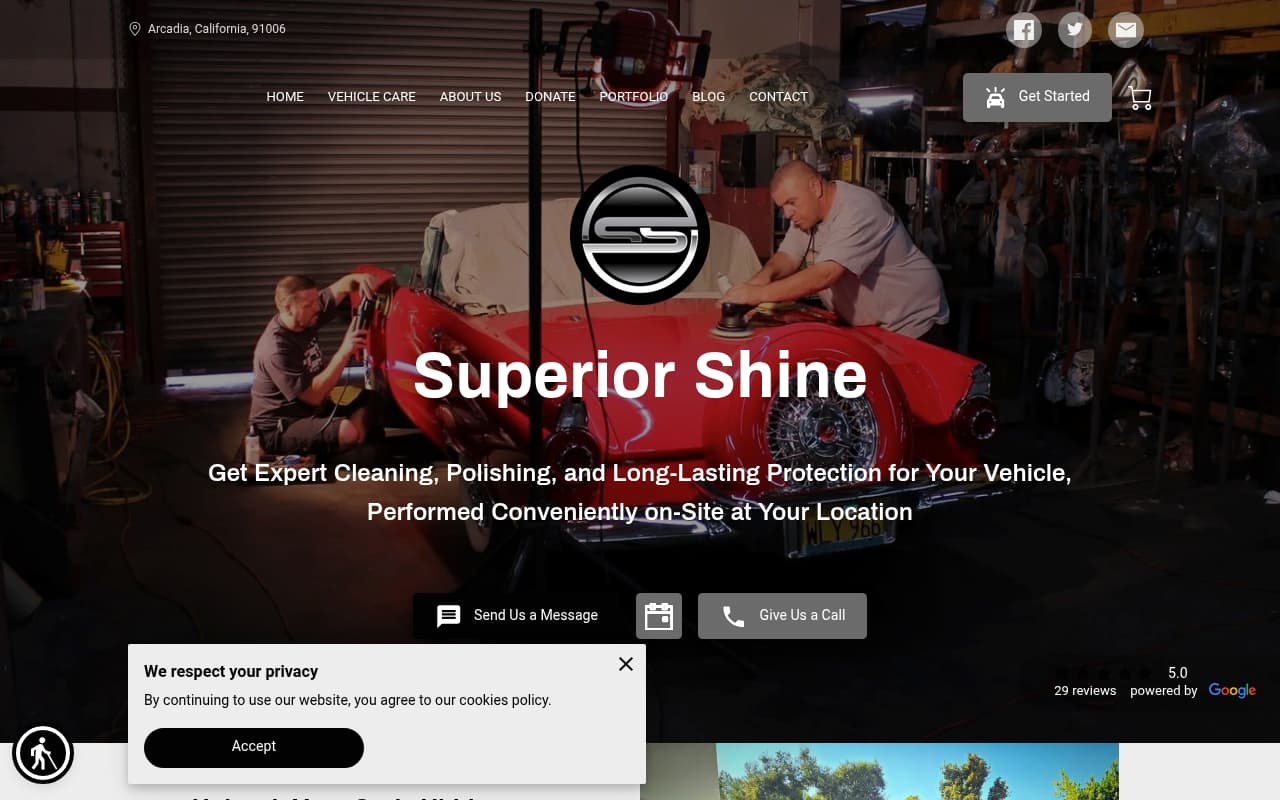 Superior Shine website screenshot
