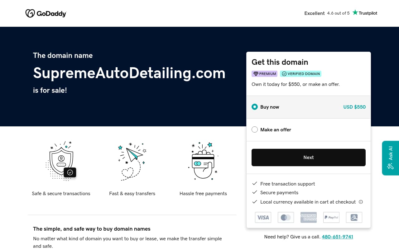 Supreme Auto Detailing website screenshot