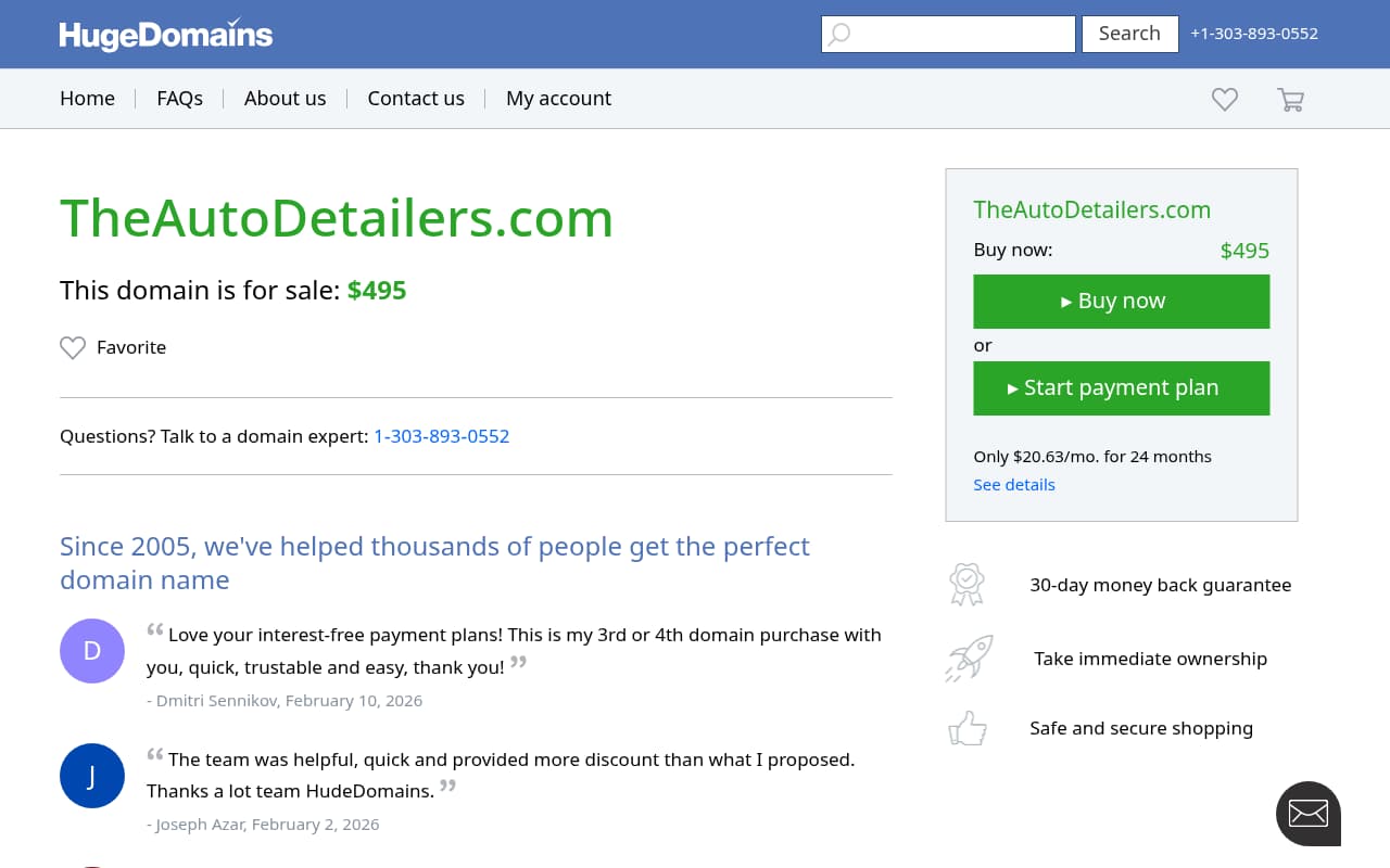 The Auto Detailers website screenshot