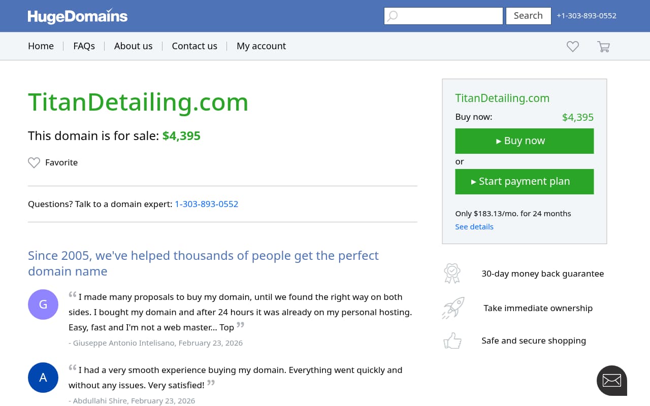 Titan Detailing website screenshot