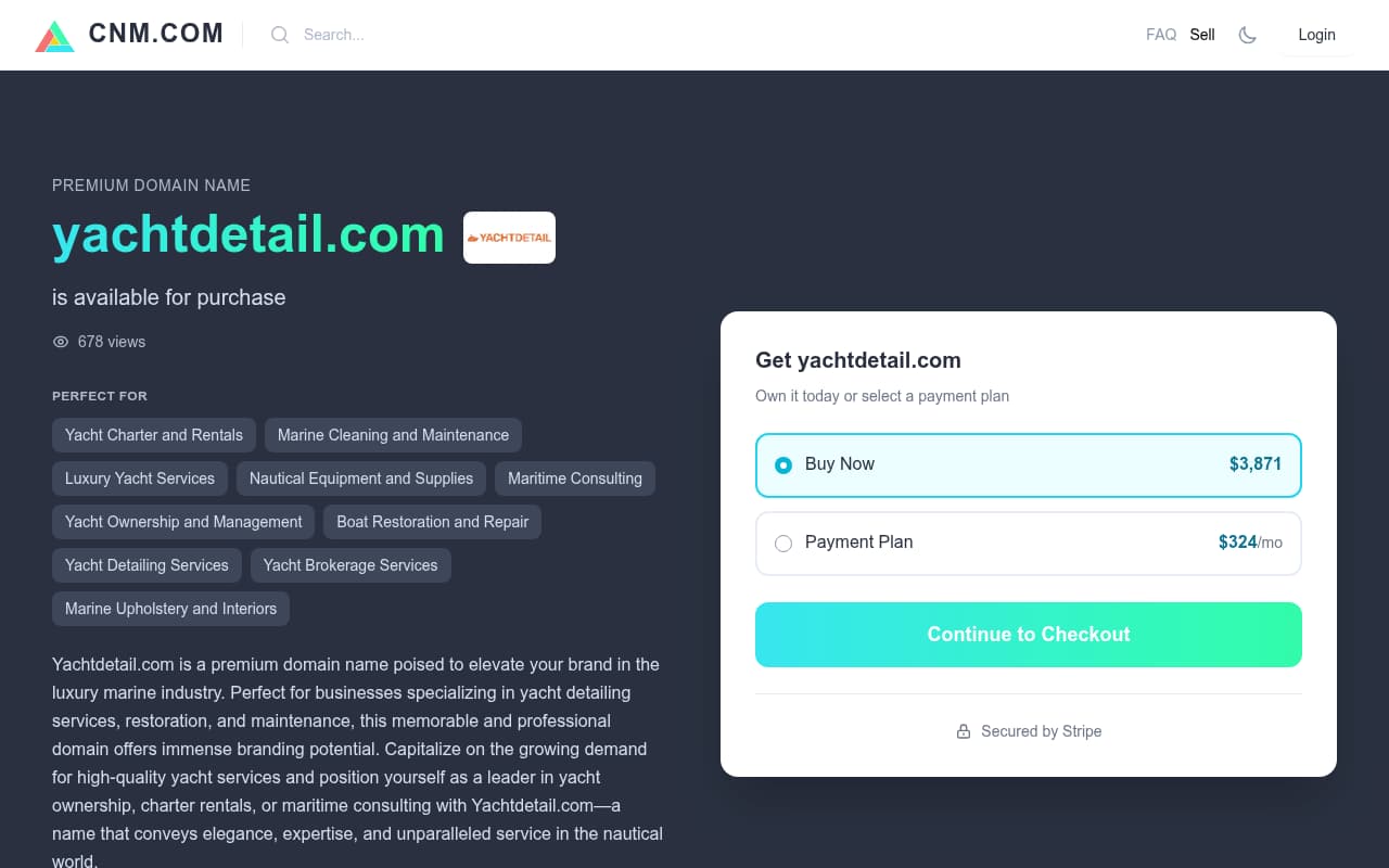 Yacht Detail website screenshot