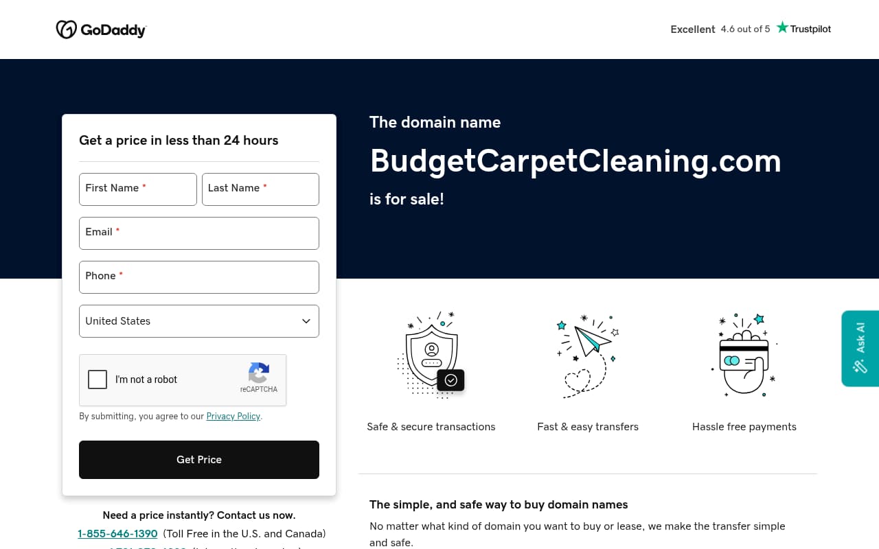 Budget Carpet Cleaning website screenshot