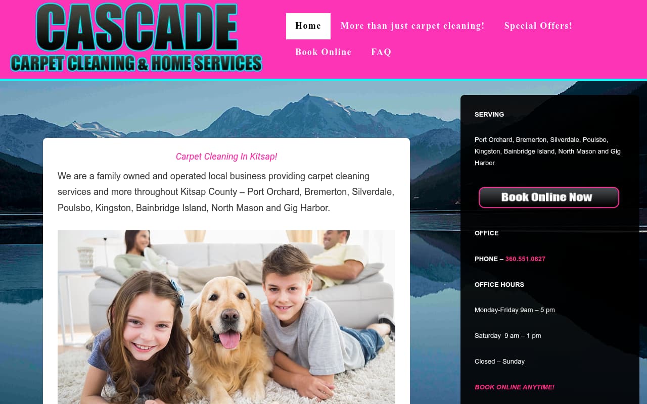 Cascade Carpet Cleaning website screenshot