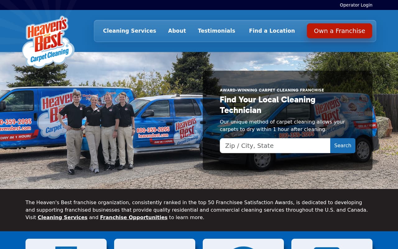 Heaven's Best Carpet Cleaning website screenshot