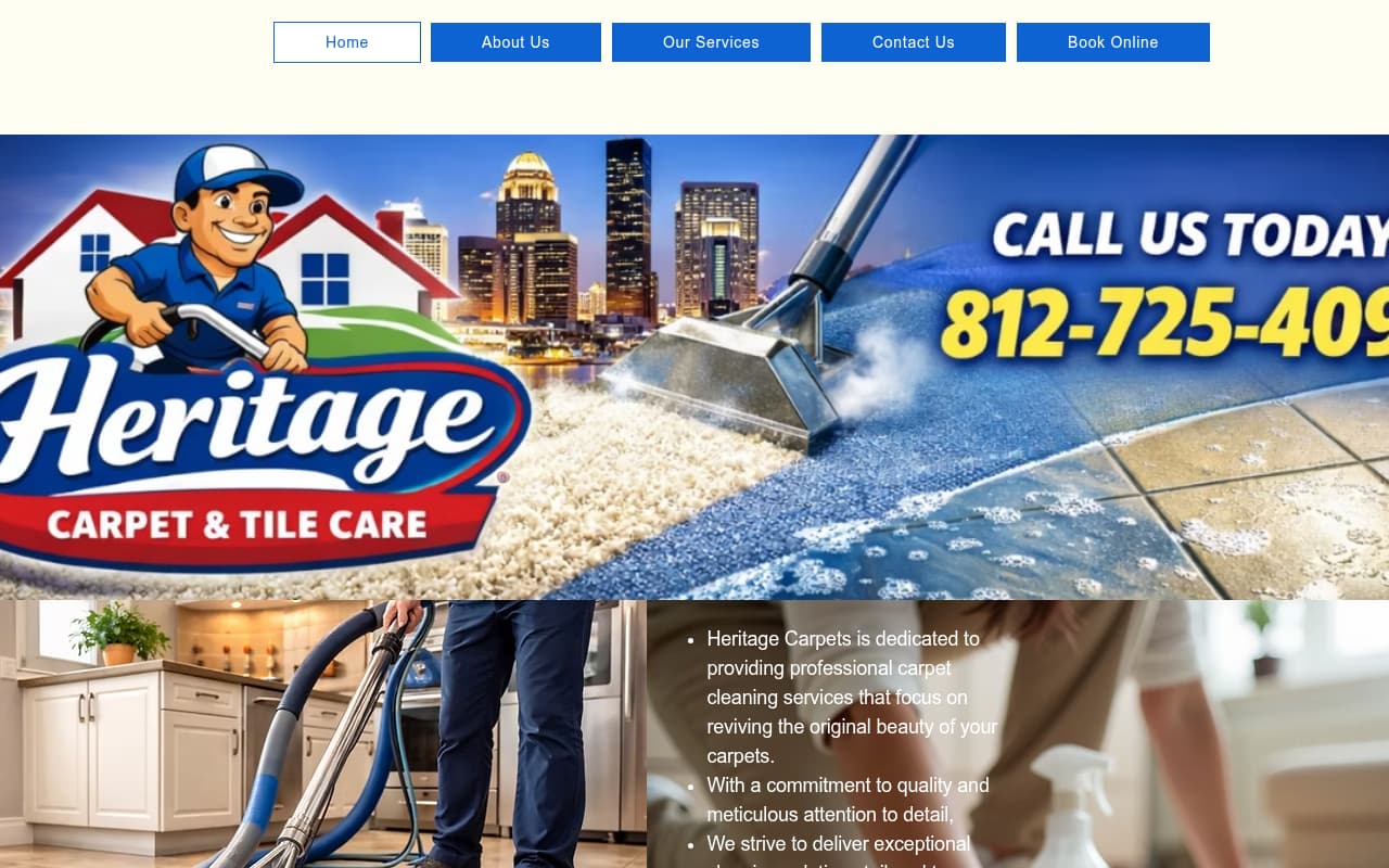 Heritage Carpet Cleaning website screenshot