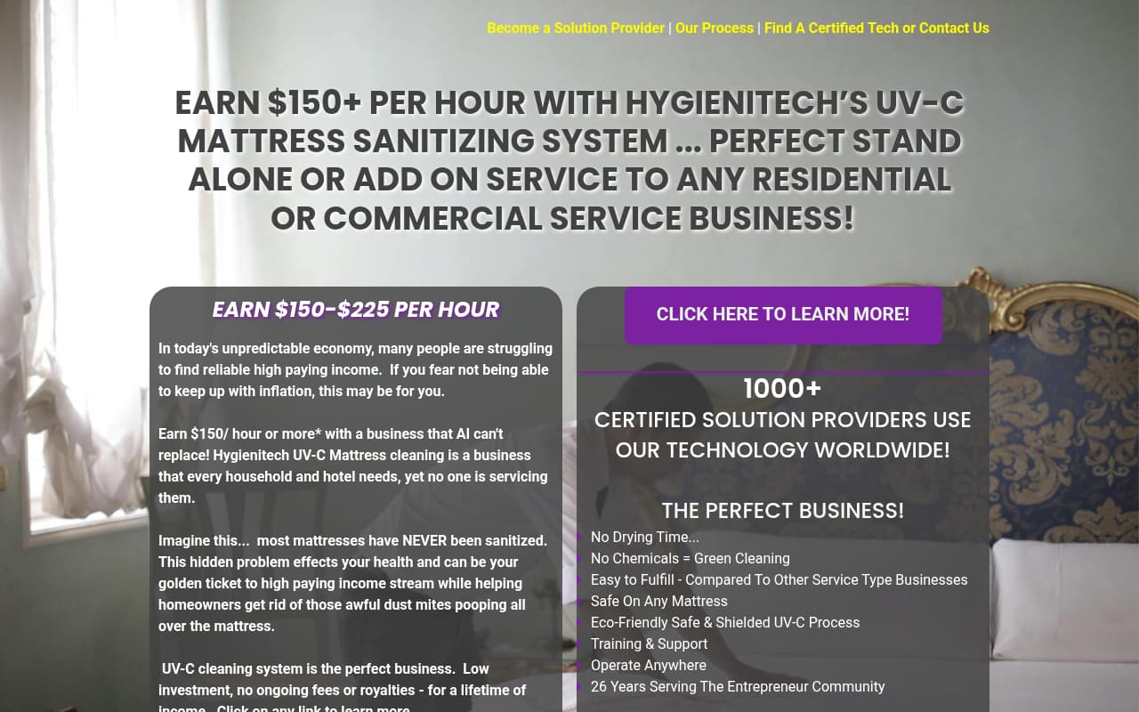 Hygienitech Mattress Cleaning website screenshot