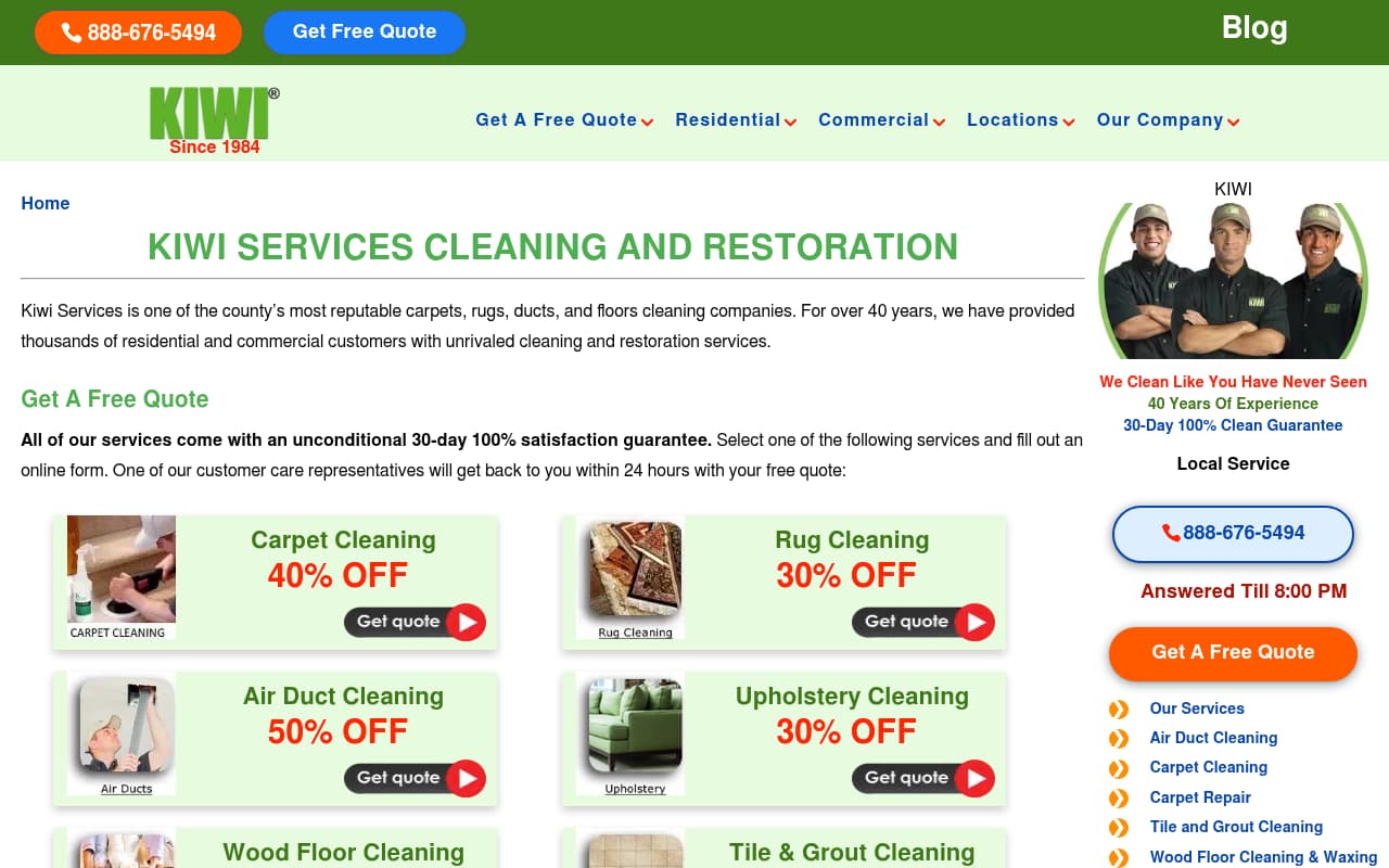 Kiwi Services website screenshot