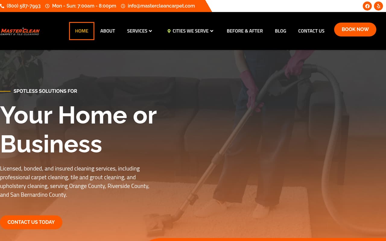 Masterclean Carpet Service website screenshot