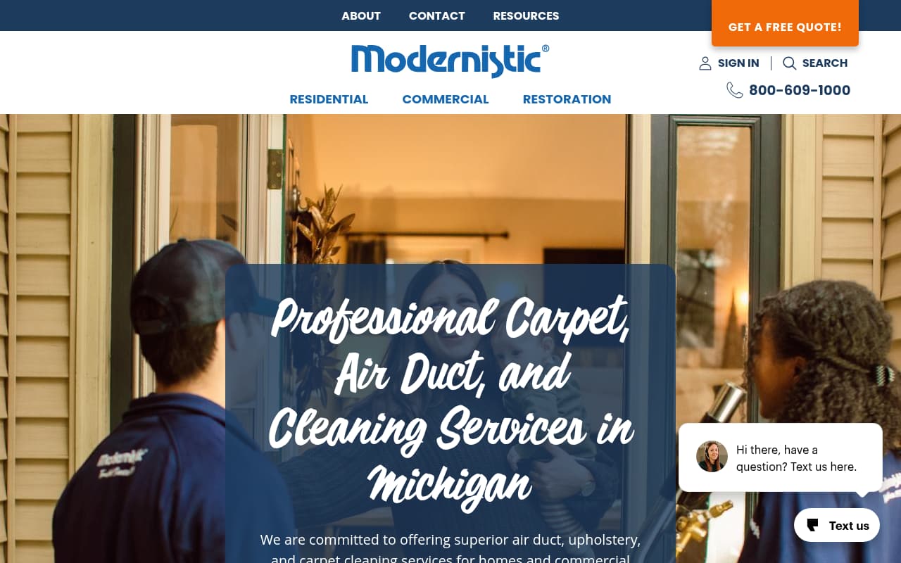 Modernistic Cleaning Services website screenshot