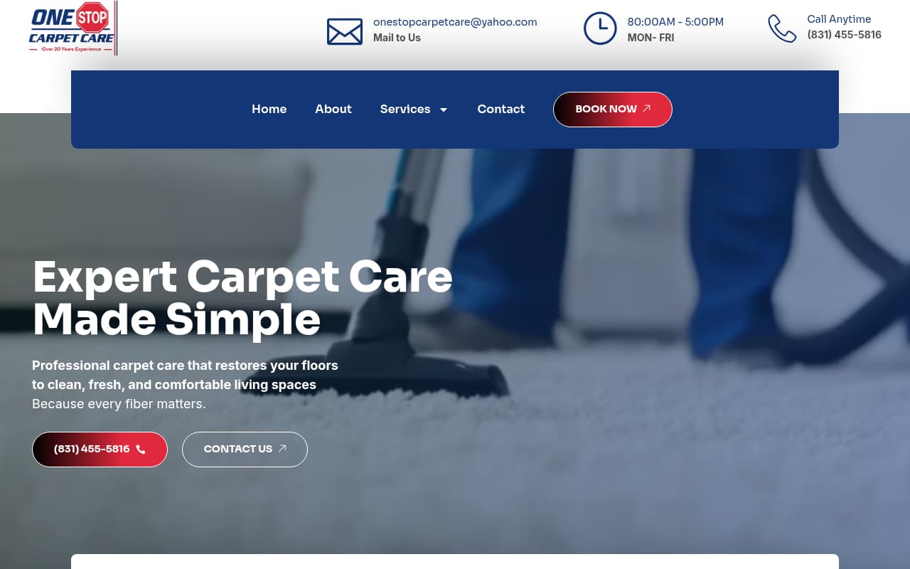 One Stop Carpet Care website screenshot