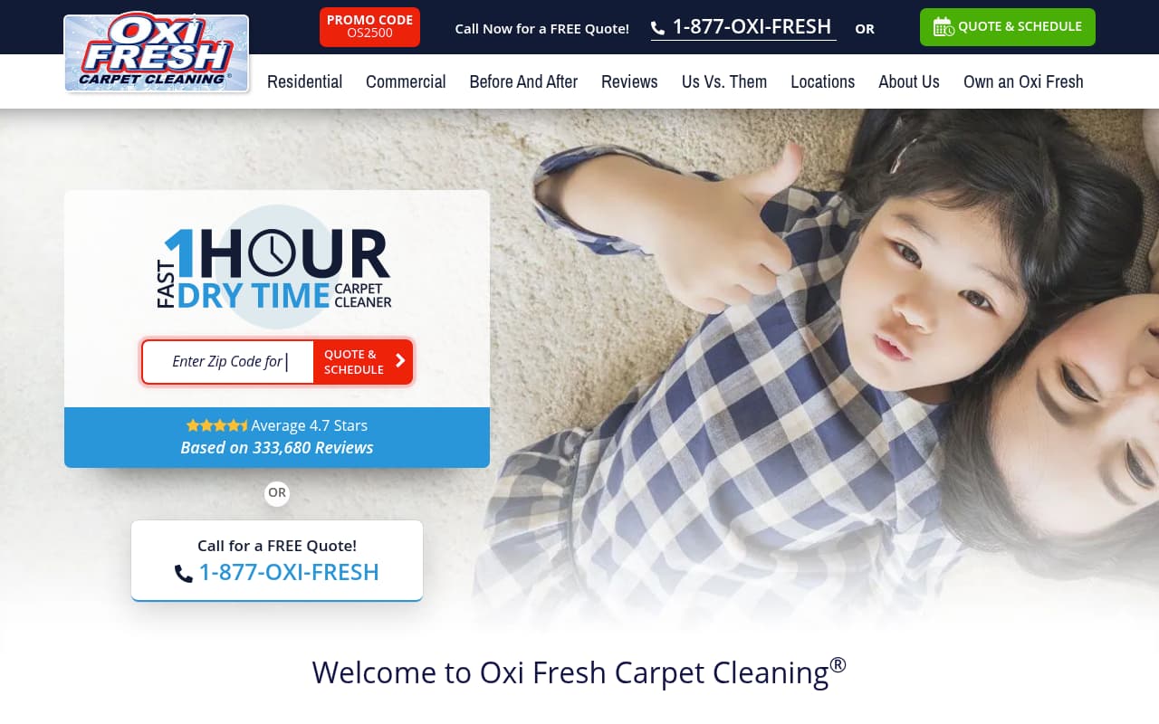 Oxi Fresh Carpet Cleaning website screenshot