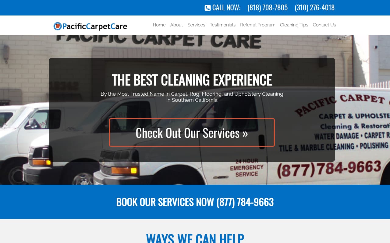 Pacific Carpet Care website screenshot