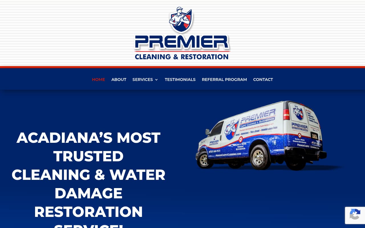 Premier Carpet Cleaning website screenshot