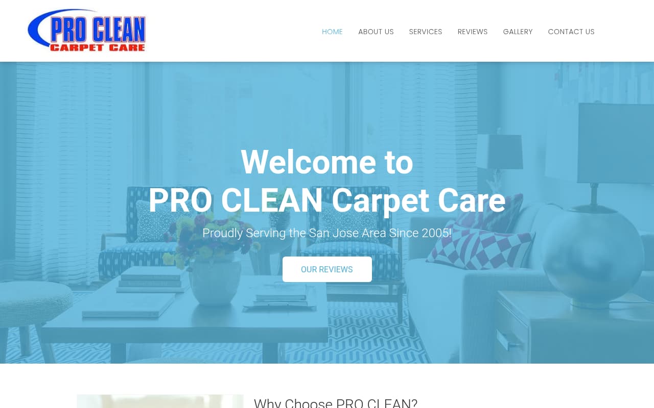 ProClean Carpet Care website screenshot